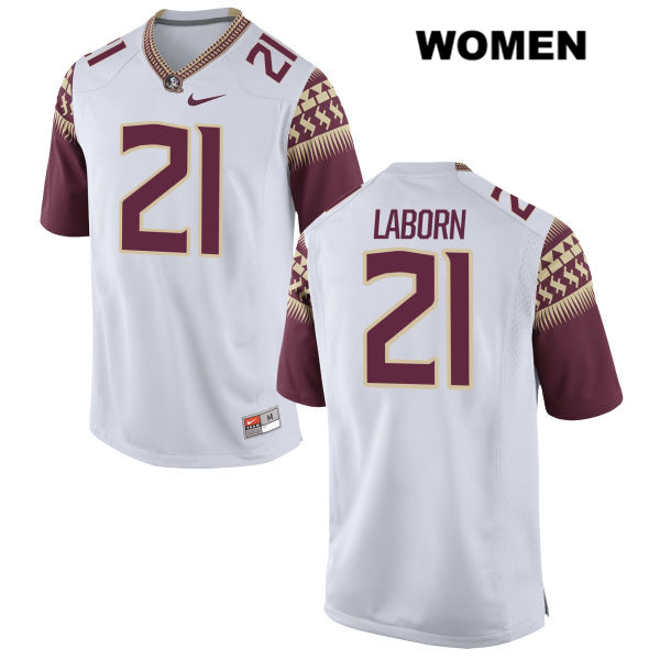 Women's NCAA Nike Florida State Seminoles #21 Khalan Laborn College White Stitched Authentic Football Jersey PNG2669HQ